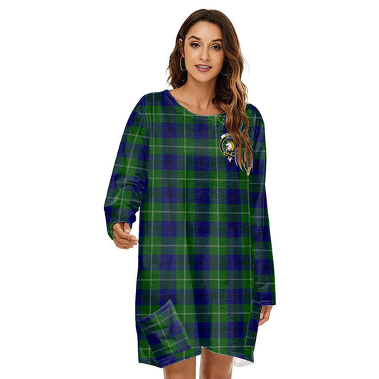 Oliphant Modern Tartan Crest Loose Crew Neck Dress