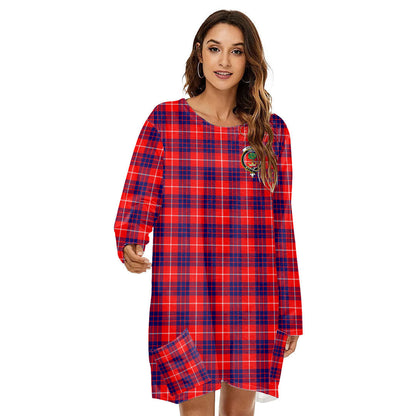 Hamilton Modern Tartan Crest Loose Crew Neck Dress