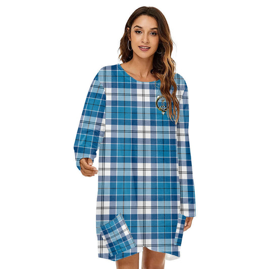 Roberton Tartan Crest Loose Crew Neck Dress