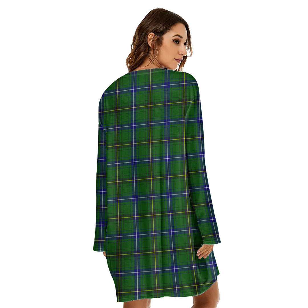 Henderson Modern Tartan Crest Loose Crew Neck Dress