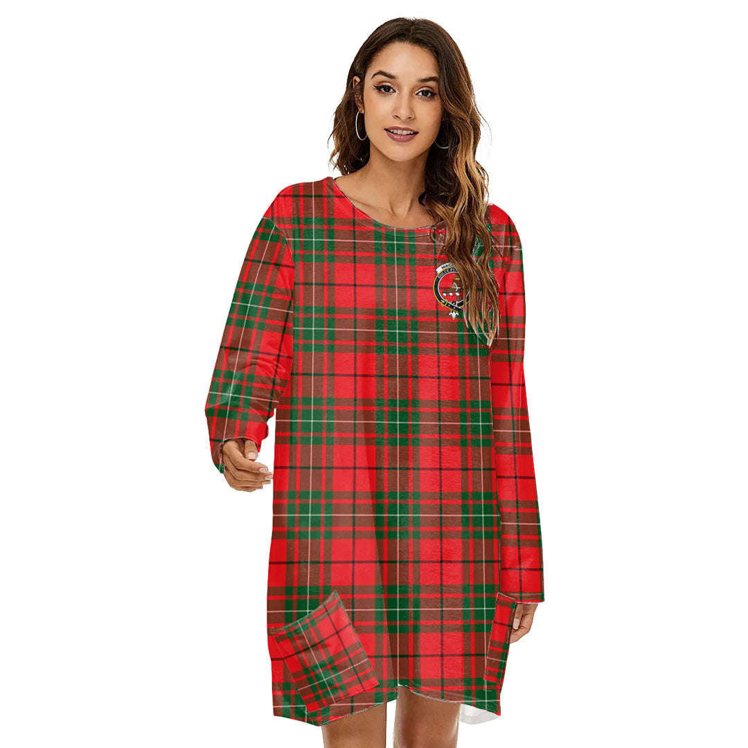 MacAulay Modern Tartan Crest Loose Crew Neck Dress