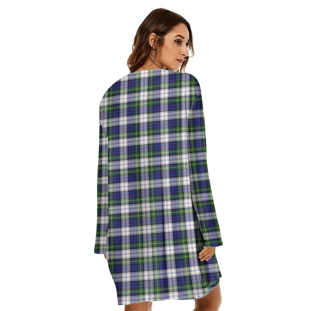 Gordon Dress Modern Tartan Crest Loose Crew Neck Dress