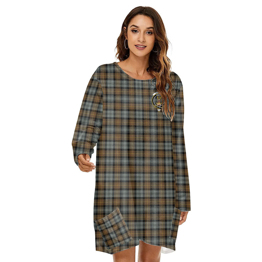 Gordon Weathered Tartan Crest Loose Crew Neck Dress