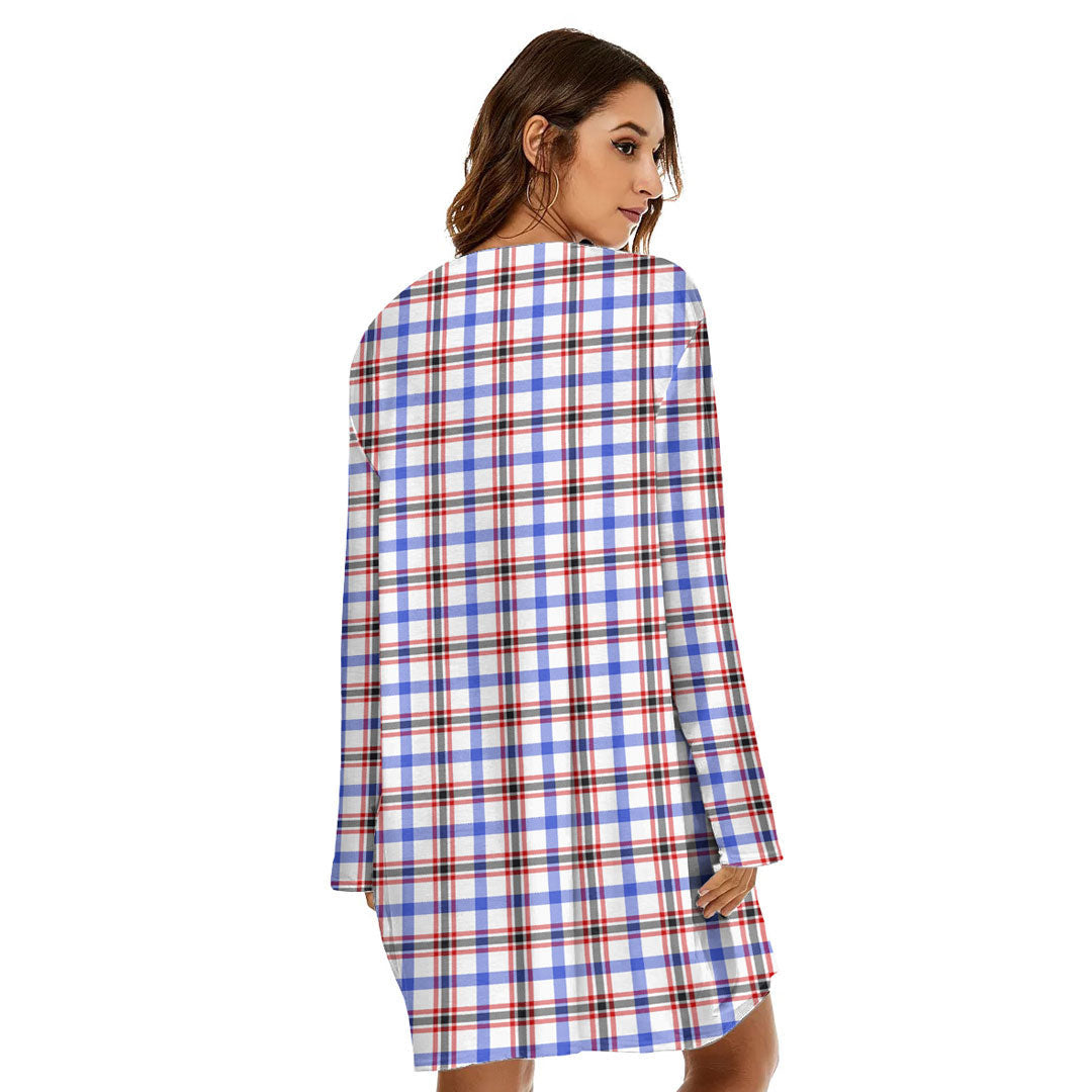 Boswell Modern Tartan Crest Loose Crew Neck Dress