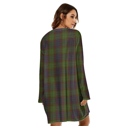 Cunningham Hunting Modern Tartan Crest Loose Crew Neck Dress