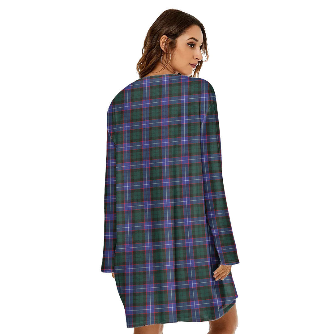 Hunter Modern Tartan Crest Loose Crew Neck Dress