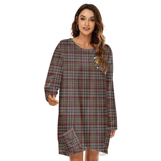 Nicolson Hunting Weathered Tartan Crest Loose Crew Neck Dress