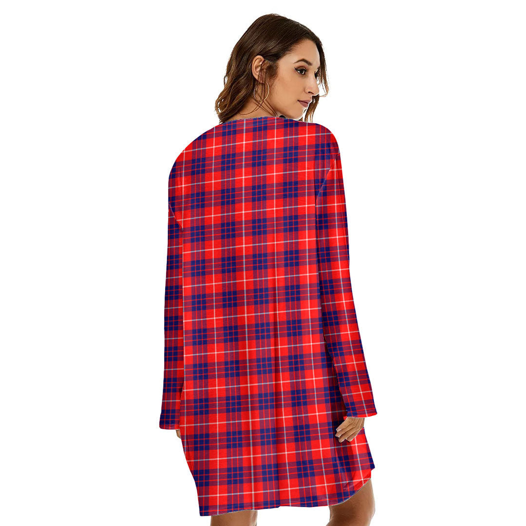 Hamilton Modern Tartan Crest Loose Crew Neck Dress