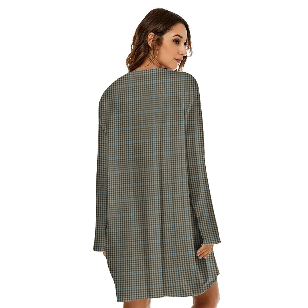 Haig Check Tartan Crest Loose Crew Neck Dress