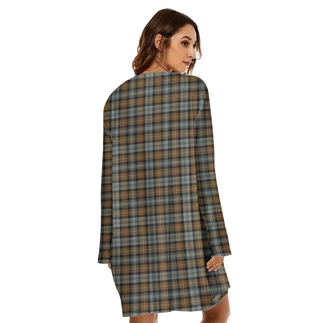 Gordon Weathered Tartan Crest Loose Crew Neck Dress