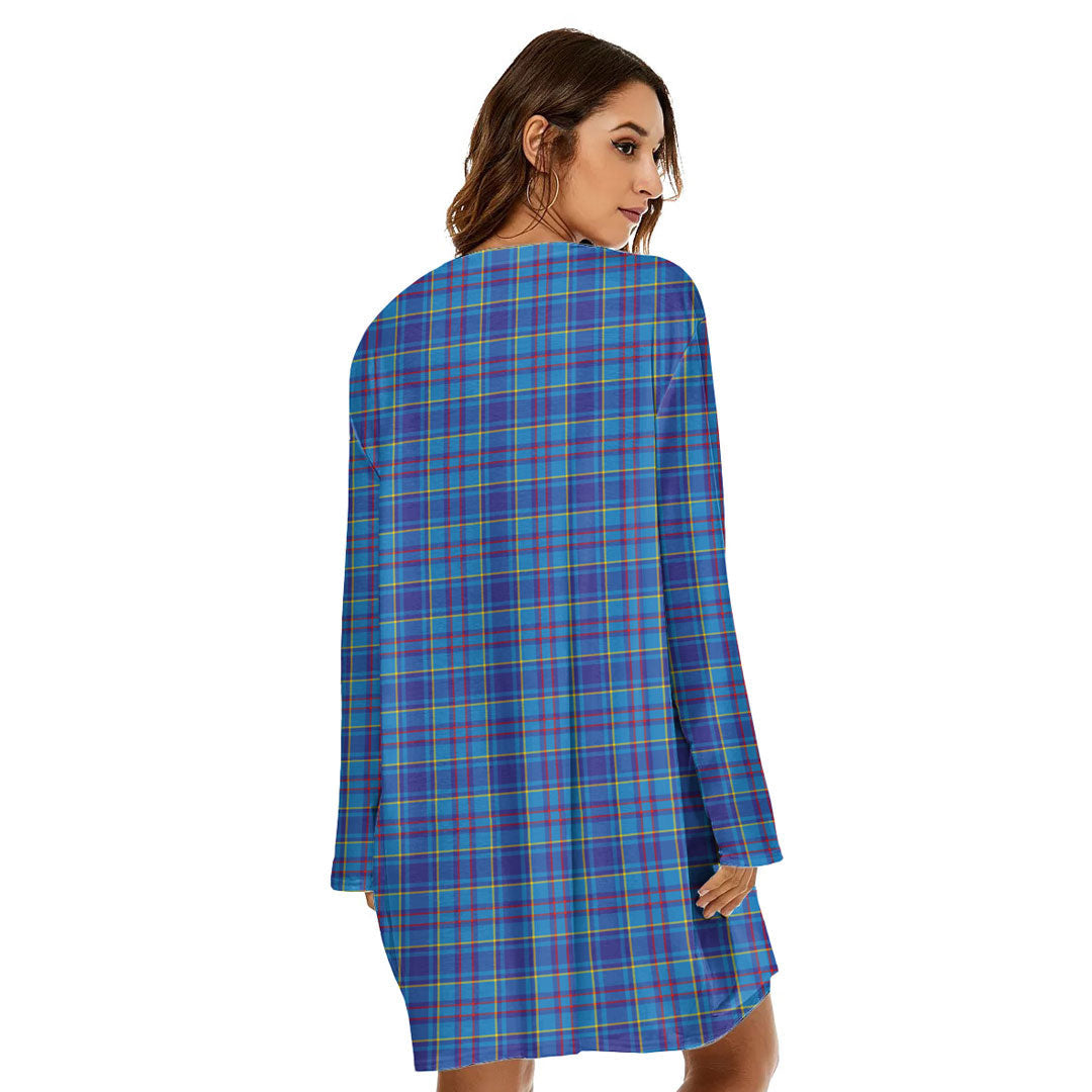 Mercer Modern Tartan Crest Loose Crew Neck Dress