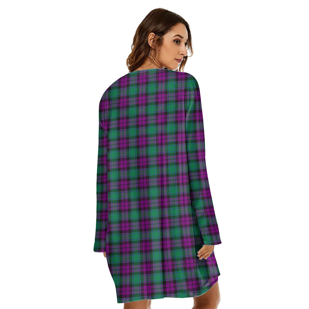 MacArthur Milton Tartan Crest Loose Crew Neck Dress