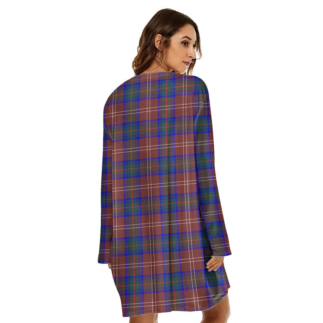 Chisholm Hunting Modern Tartan Crest Loose Crew Neck Dress