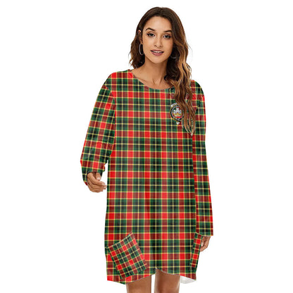 MacLachlan Hunting Modern Tartan Crest Loose Crew Neck Dress