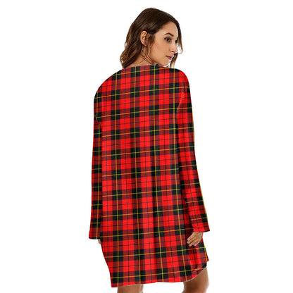 Wallace Hunting Red Tartan Crest Loose Crew Neck Dress