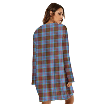 Anderson Modern Tartan Crest Loose Crew Neck Dress