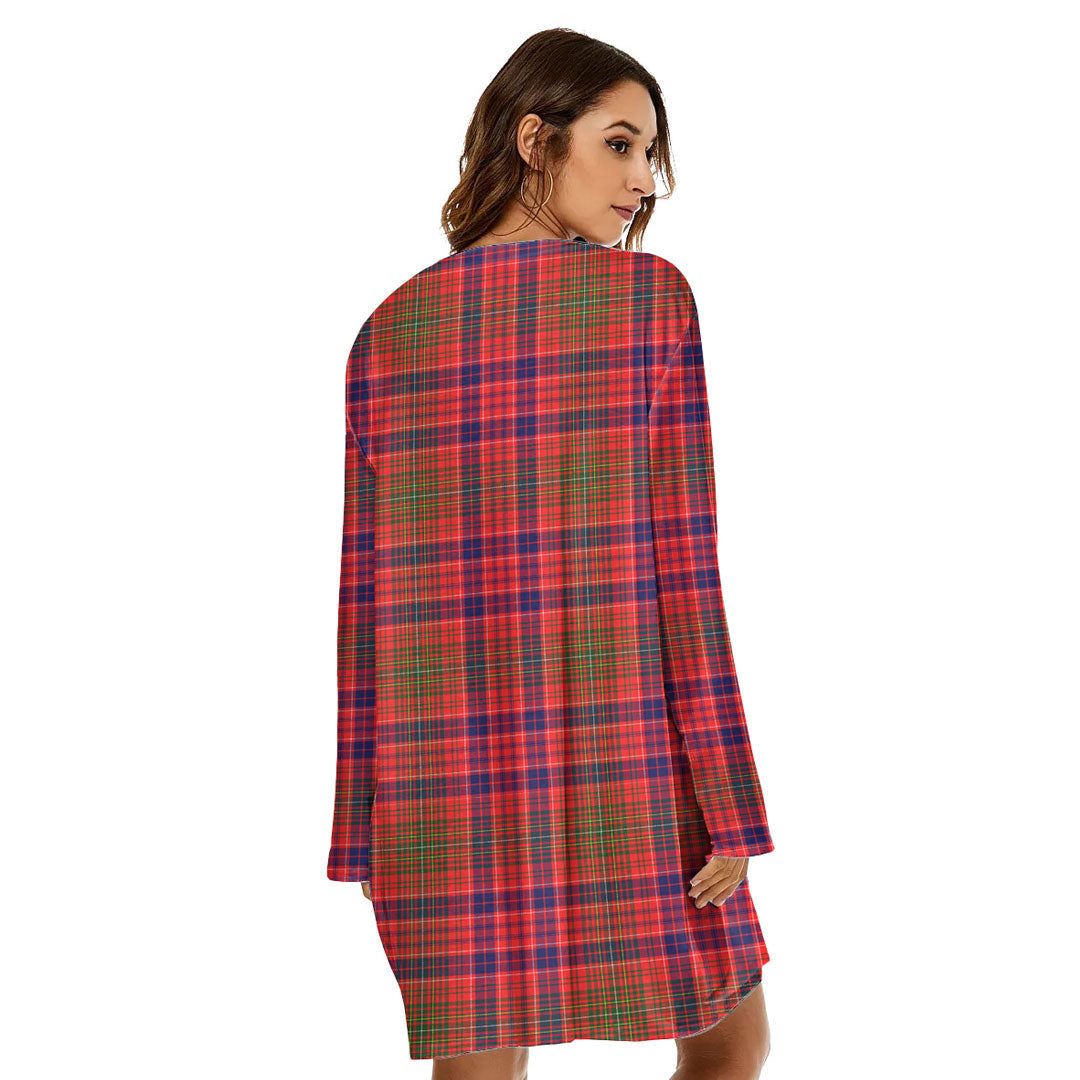 Lumsden Modern Tartan Crest Loose Crew Neck Dress