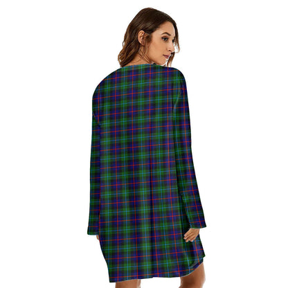 Campbell of Cawdor Modern Tartan Crest Loose Crew Neck Dress