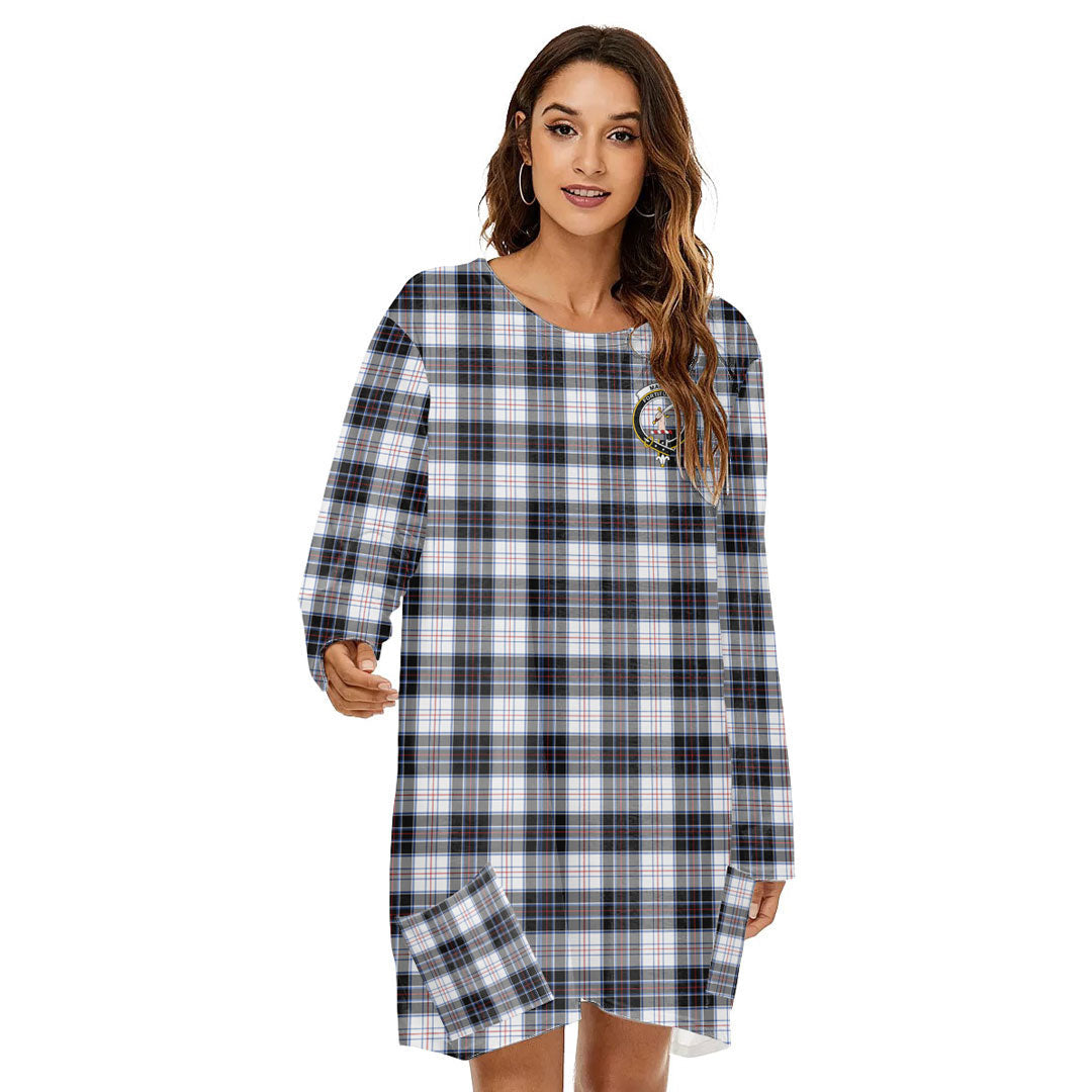 MacRae Dress Modern Tartan Crest Loose Crew Neck Dress