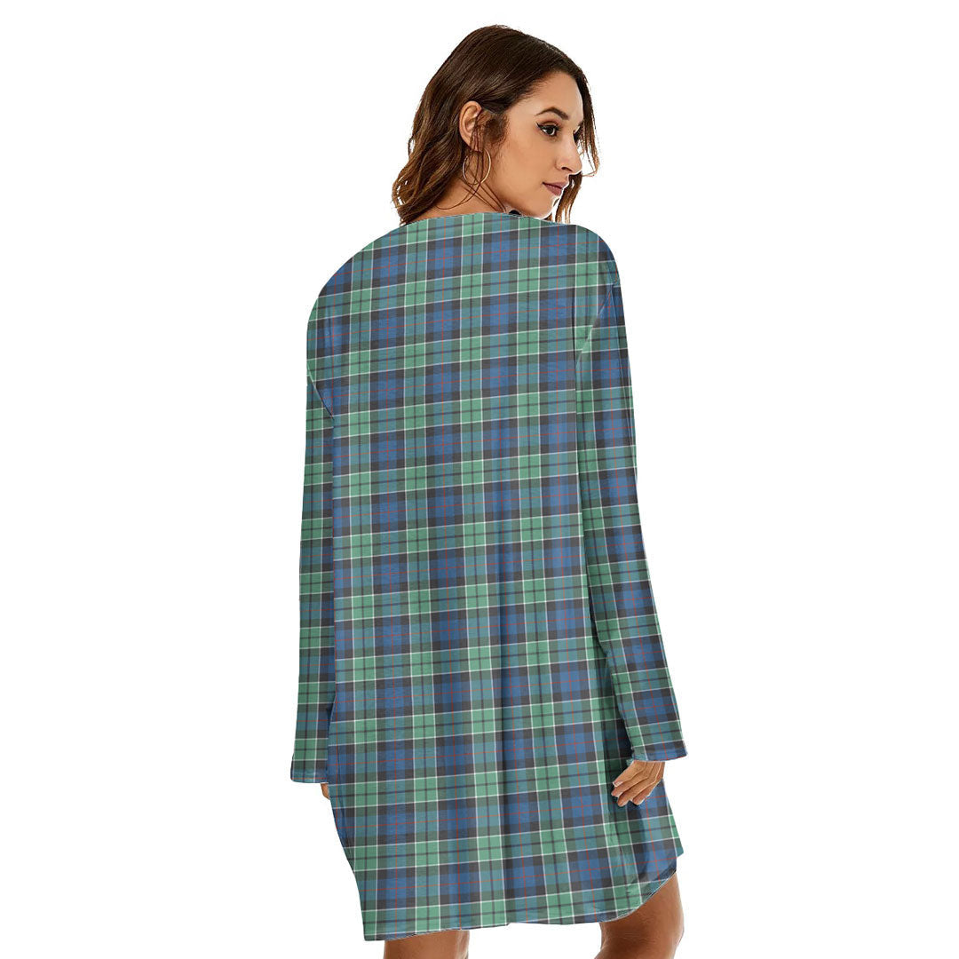 Leslie Hunting Ancient Tartan Crest Loose Crew Neck Dress