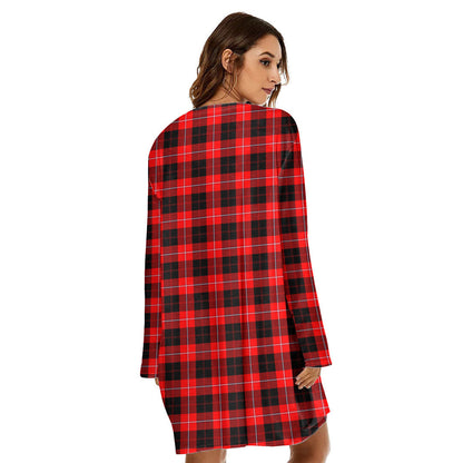 Cunningham Modern Tartan Crest Loose Crew Neck Dress