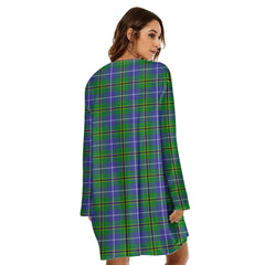Turnbull Hunting Tartan Crest Loose Crew Neck Dress