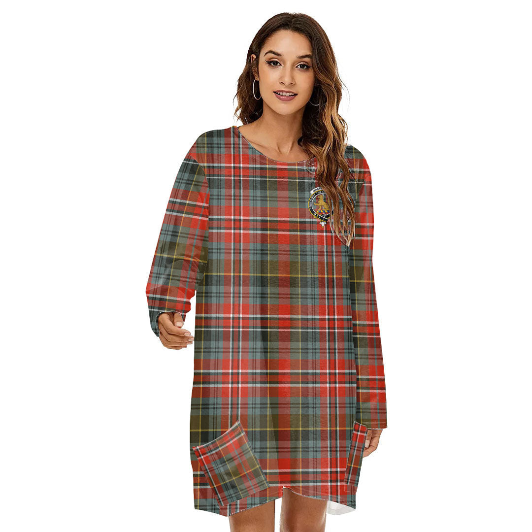 MacPherson Weathered Tartan Crest Loose Crew Neck Dress