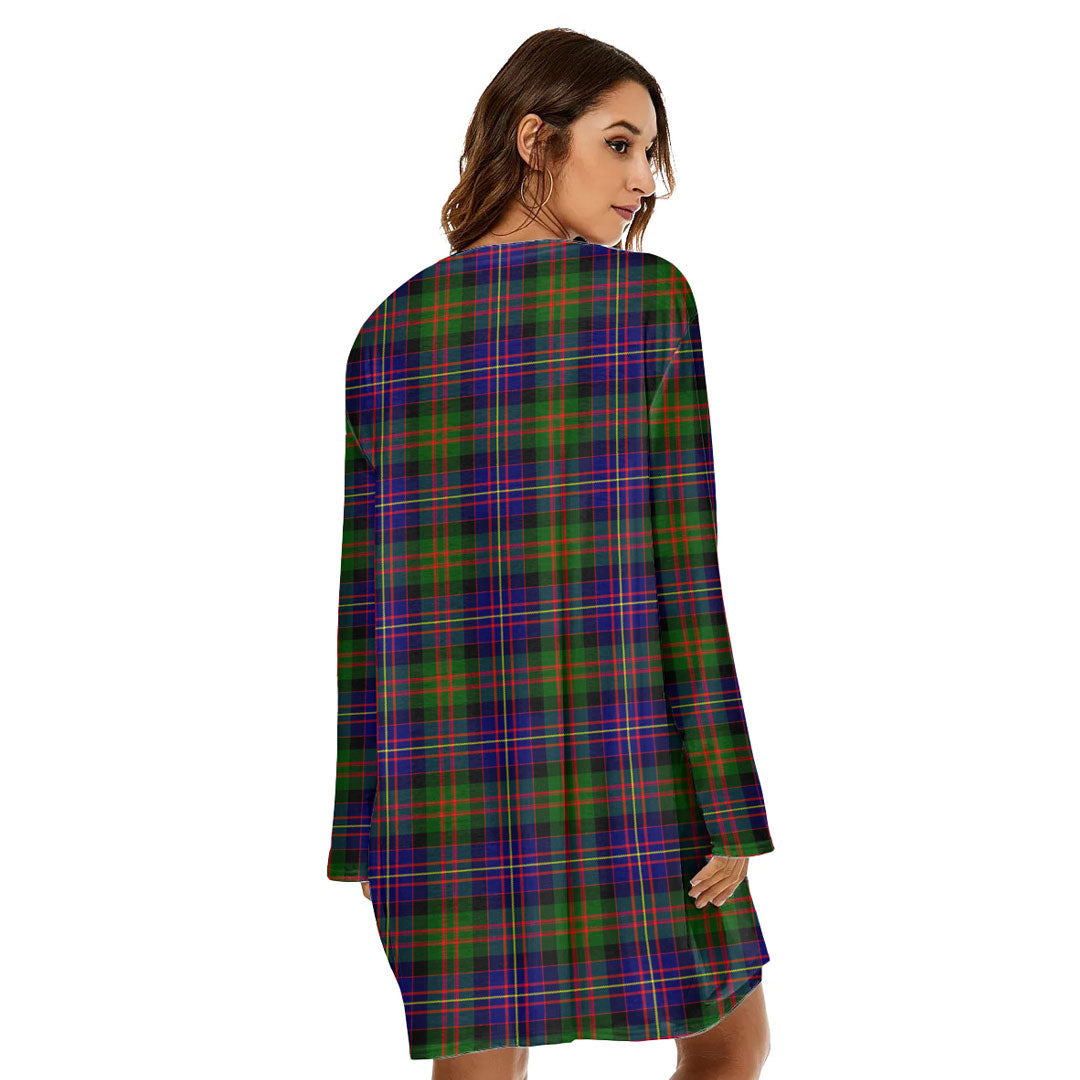 Cameron of Erracht Modern Tartan Crest Loose Crew Neck Dress