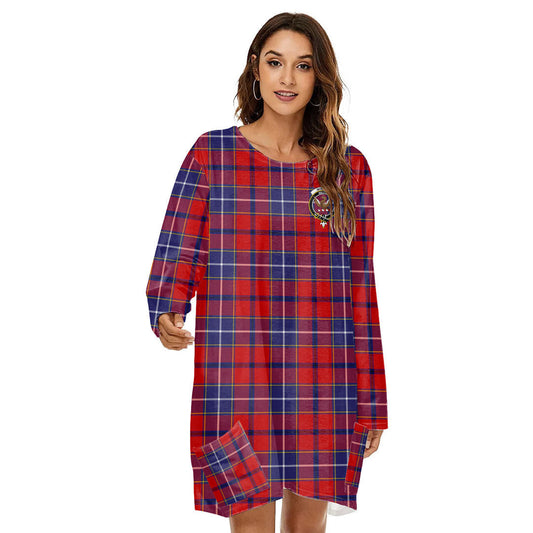 Wishart Dress Tartan Crest Loose Crew Neck Dress