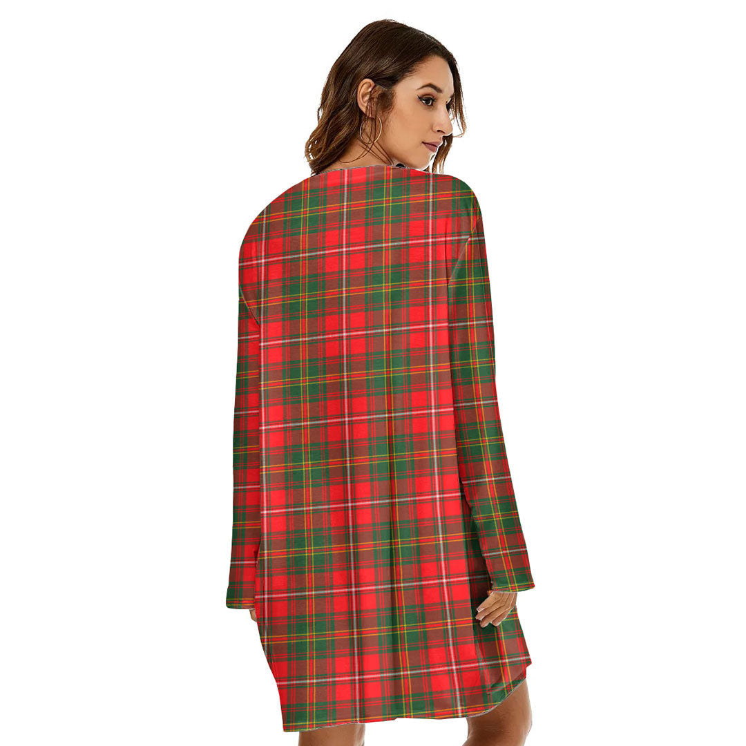 Hay Modern Tartan Crest Loose Crew Neck Dress