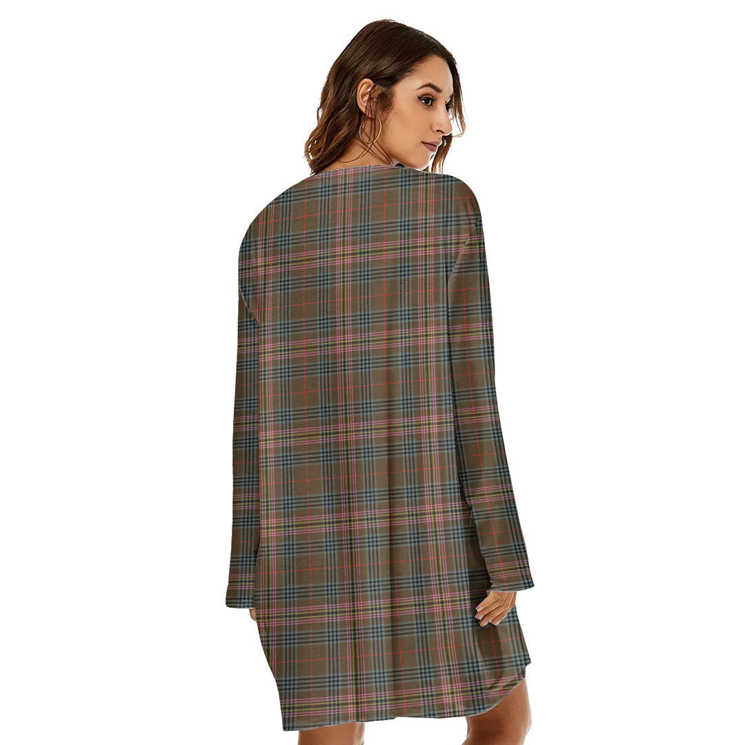 Kennedy Weathered Tartan Crest Loose Crew Neck Dress