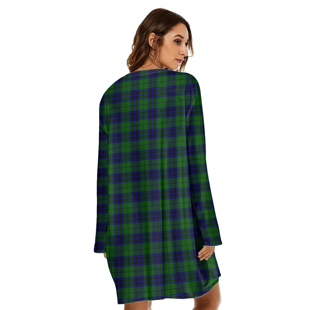 Keith Modern Tartan Crest Loose Crew Neck Dress