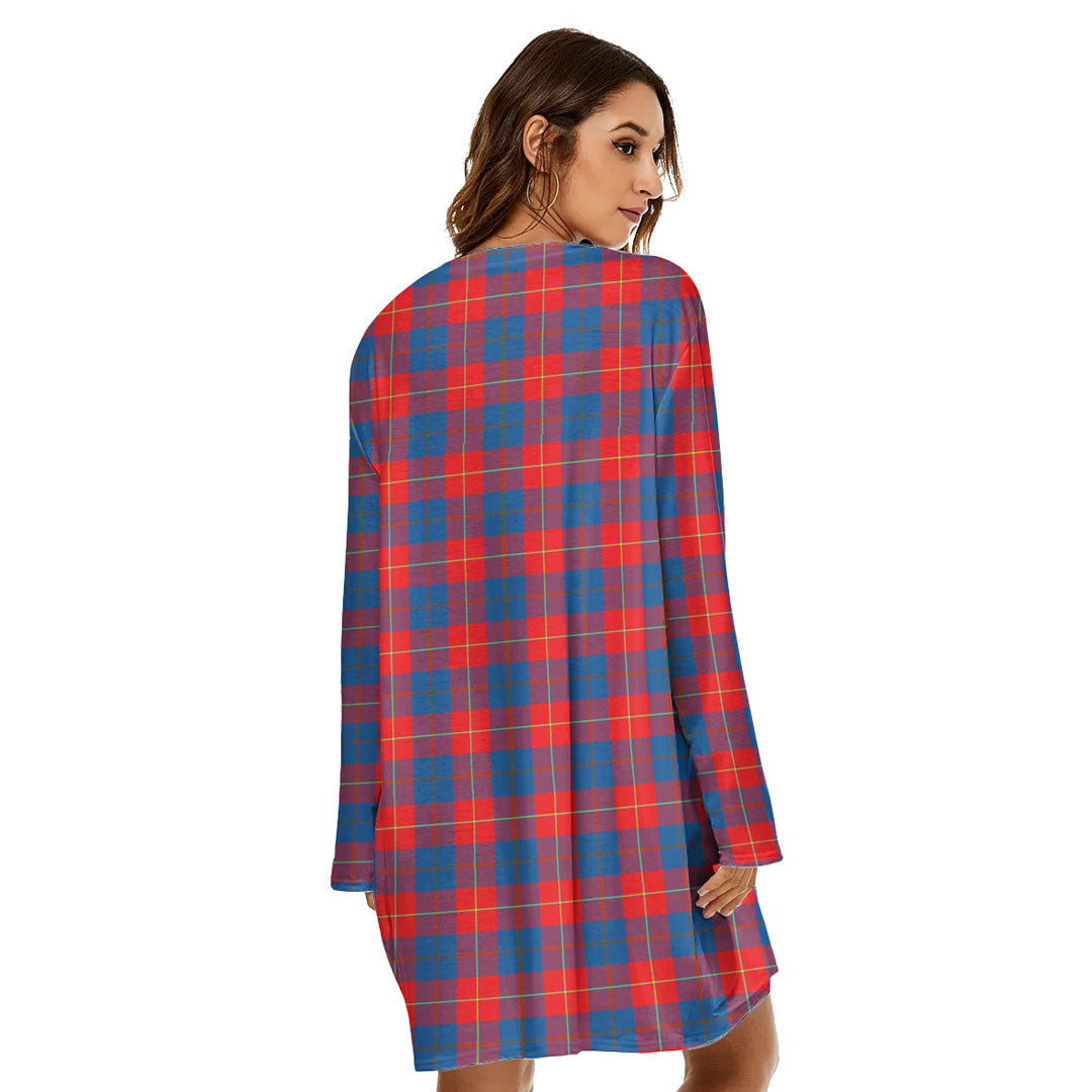 Galloway Red Tartan Crest Loose Crew Neck Dress