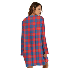 Galloway Red Tartan Crest Loose Crew Neck Dress