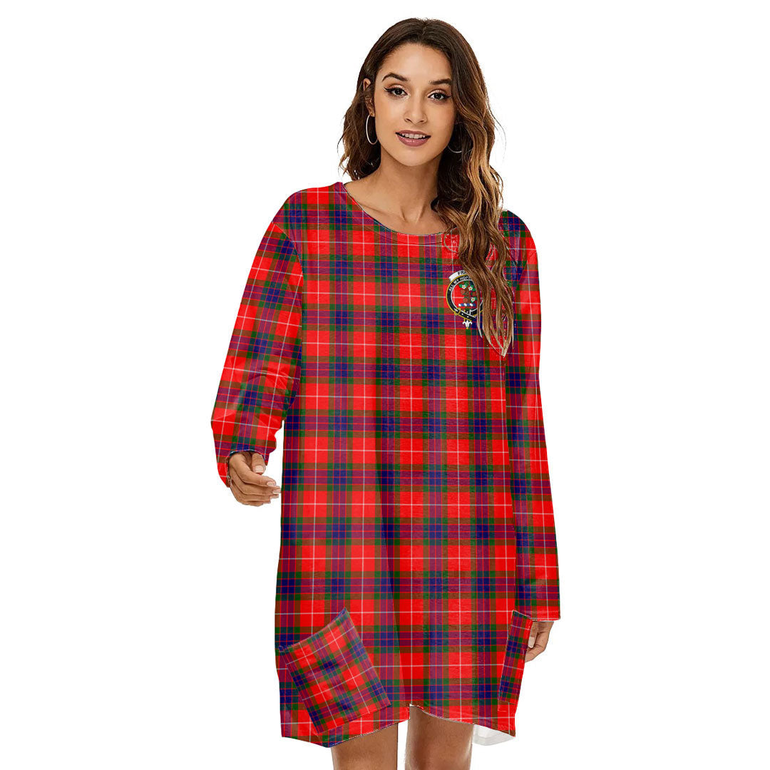 Fraser Modern Tartan Crest Loose Crew Neck Dress