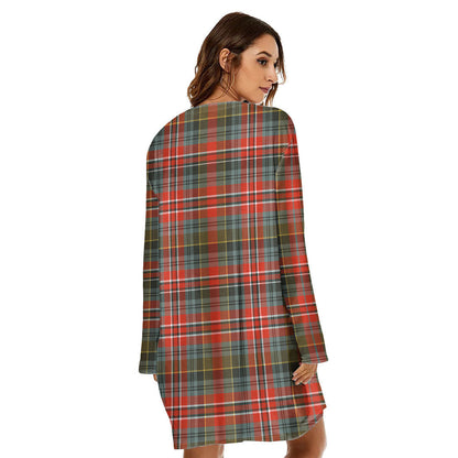 MacPherson Weathered Tartan Crest Loose Crew Neck Dress