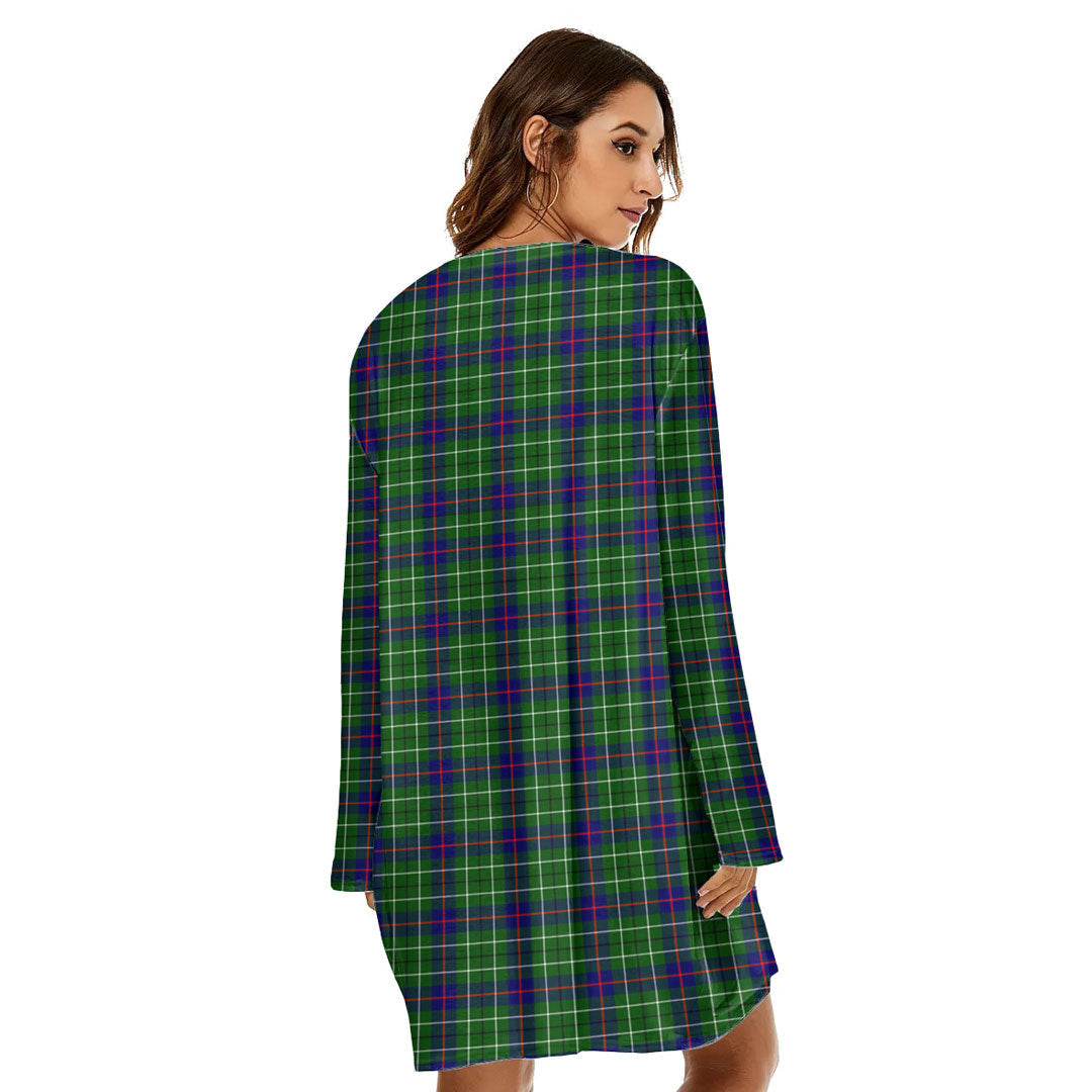 Duncan Modern Tartan Crest Loose Crew Neck Dress