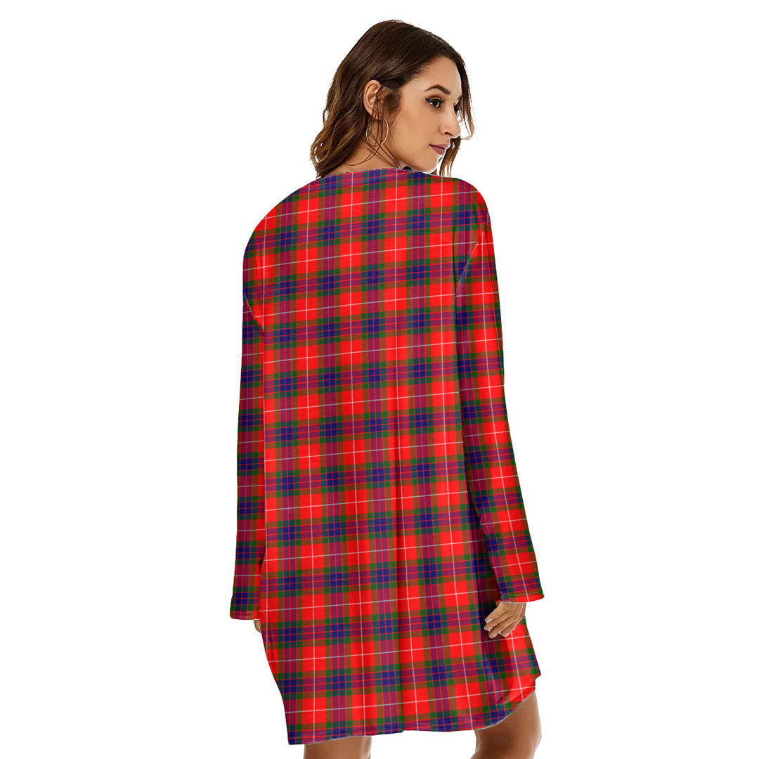 Fraser Modern Tartan Crest Loose Crew Neck Dress