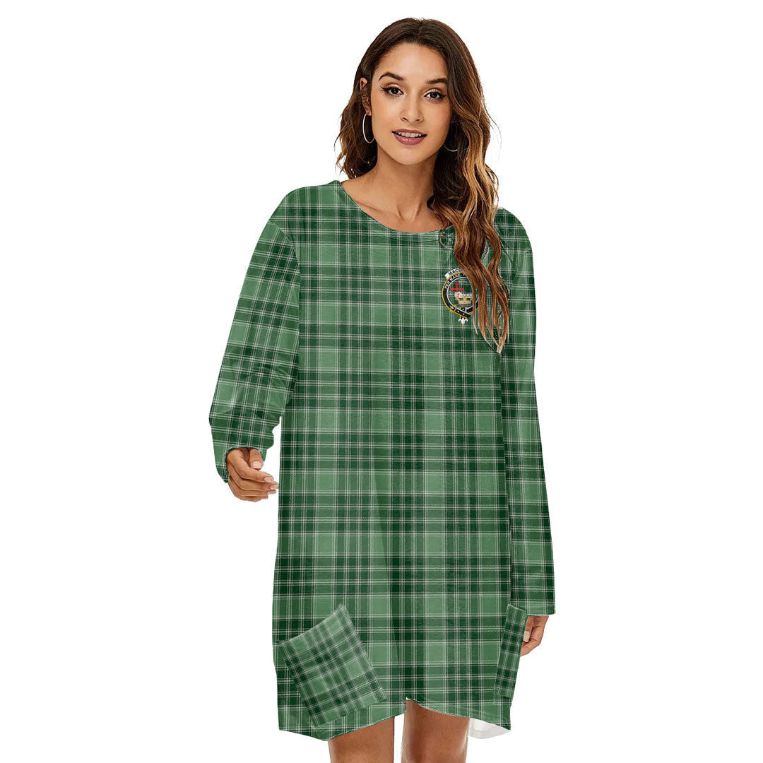 MacDonald Lord of the Isles Hunting Tartan Crest Loose Crew Neck Dress