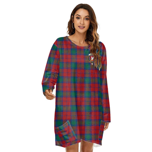 Lindsay Modern Tartan Crest Loose Crew Neck Dress