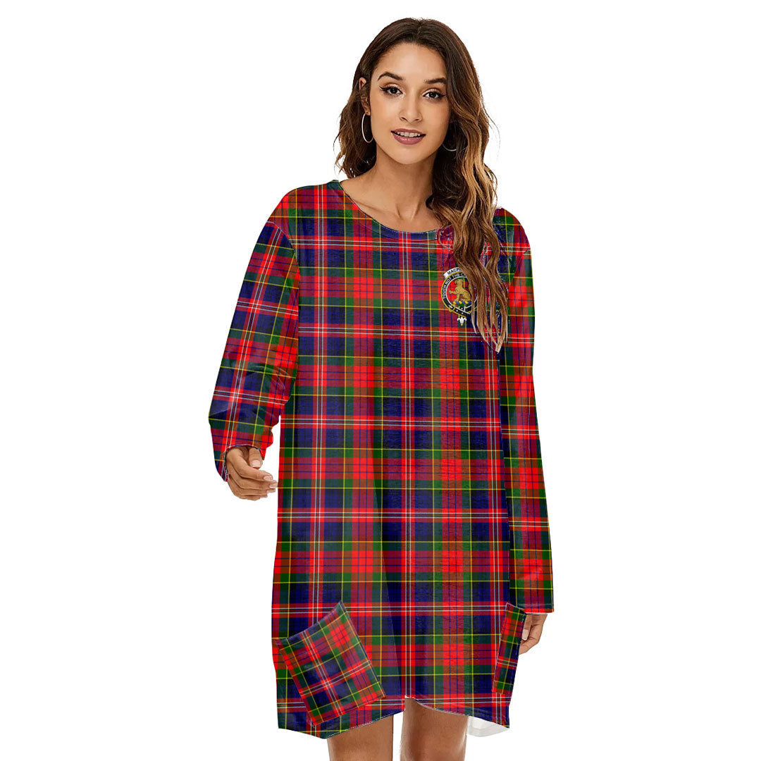 MacPherson Modern Tartan Crest Loose Crew Neck Dress