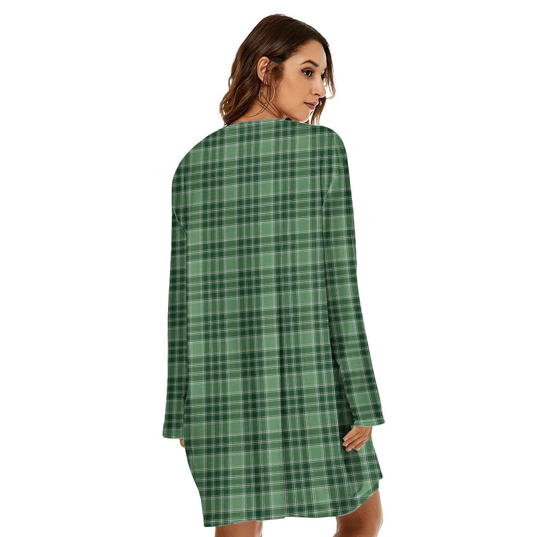 MacDonald Lord of the Isles Hunting Tartan Crest Loose Crew Neck Dress