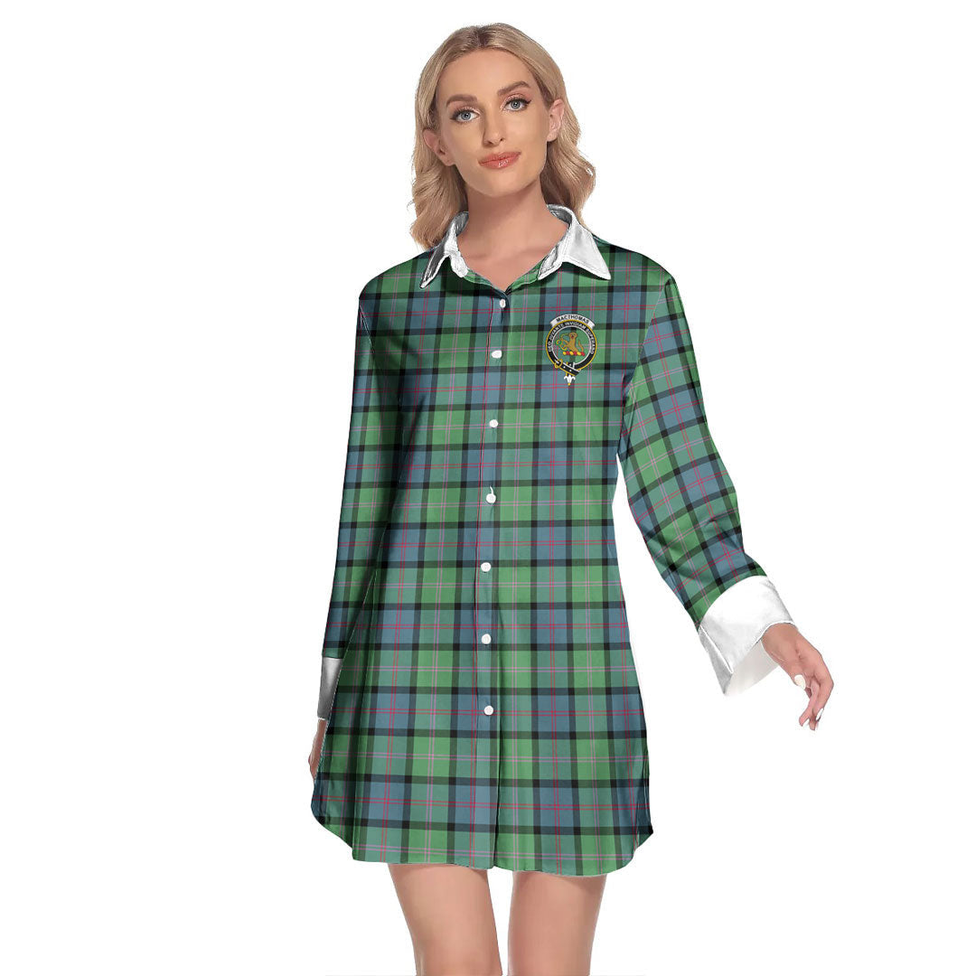 MacThomas Ancient Tartan Crest Lapel Shirt Dress Long Sleeve