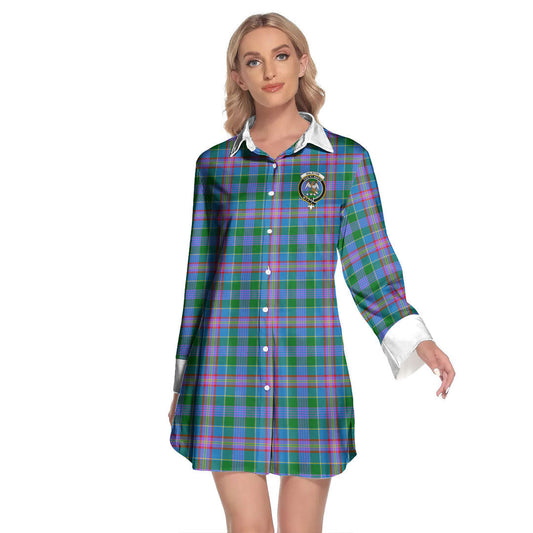 Ralston Tartan Crest Lapel Shirt Dress Long Sleeve