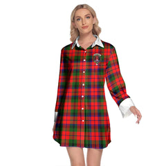 MacNaughton Modern Tartan Crest Lapel Shirt Dress Long Sleeve