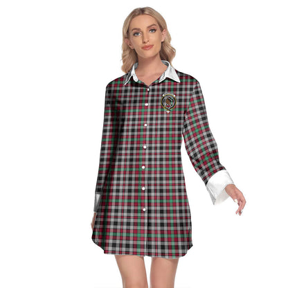 Borthwick Ancient Tartan Crest Lapel Shirt Dress Long Sleeve