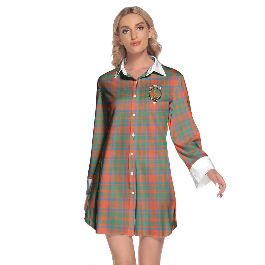 MacKintosh Ancient Tartan Crest Lapel Shirt Dress Long Sleeve