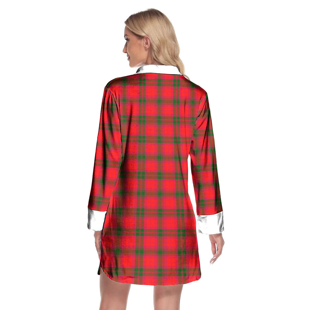 MacNab Modern Tartan Crest Lapel Shirt Dress Long Sleeve