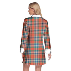 MacFarlane Ancient Tartan Crest Lapel Shirt Dress Long Sleeve