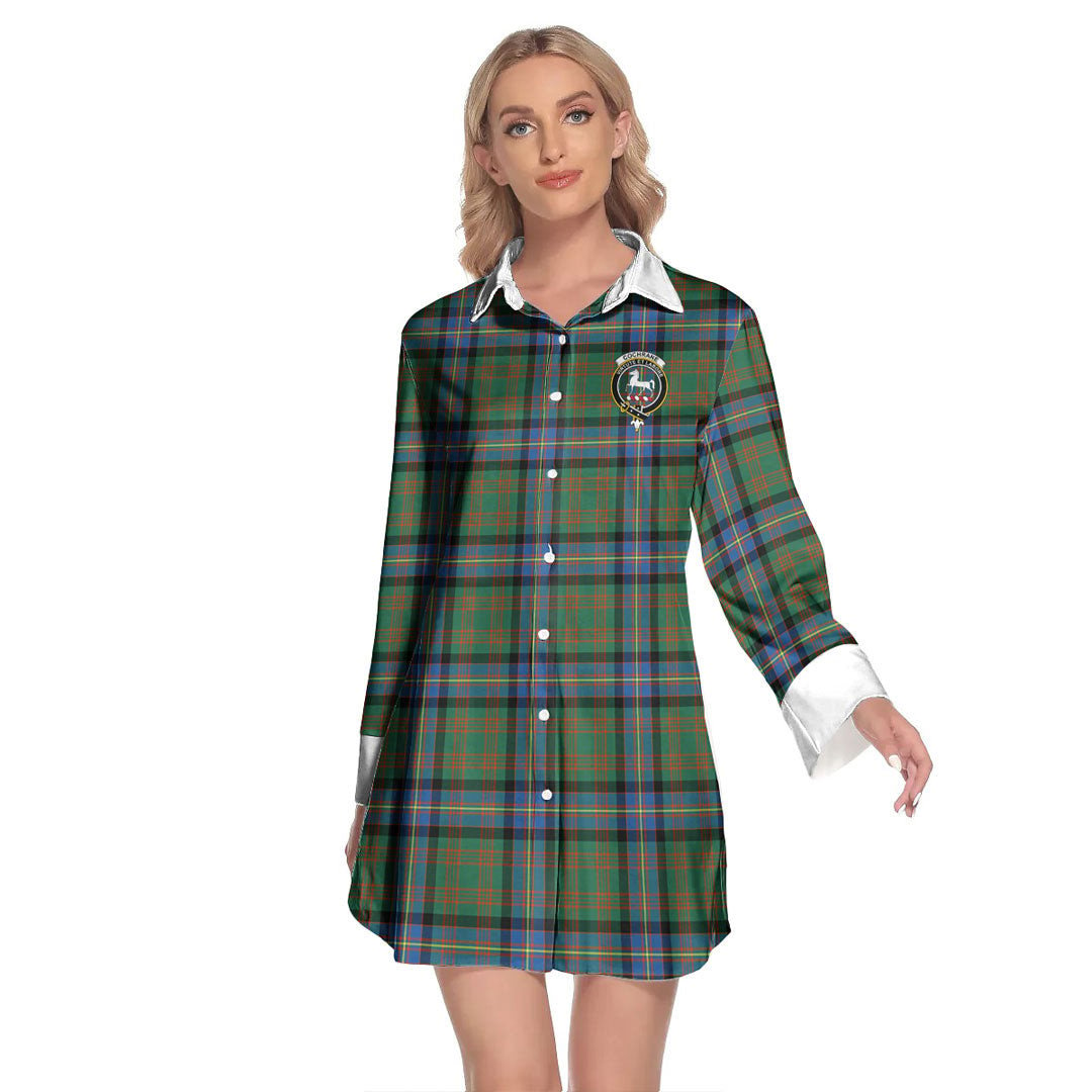 Cochrane Ancient Tartan Crest Lapel Shirt Dress Long Sleeve